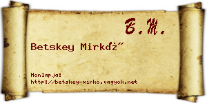 Betskey Mirkó névjegykártya